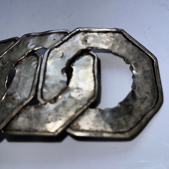 Vintage‎ hammered silver interlocking hexagon circle belt buckle main image 4